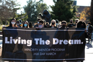 Mercerians marching during annual MLK event.